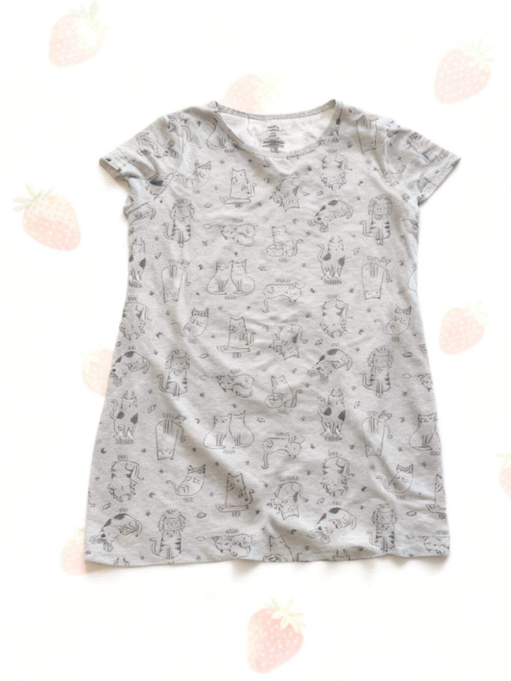 🍓Gray Kitty Sleep Shirt / Loungewear Tee Dress🍓 Large -XL